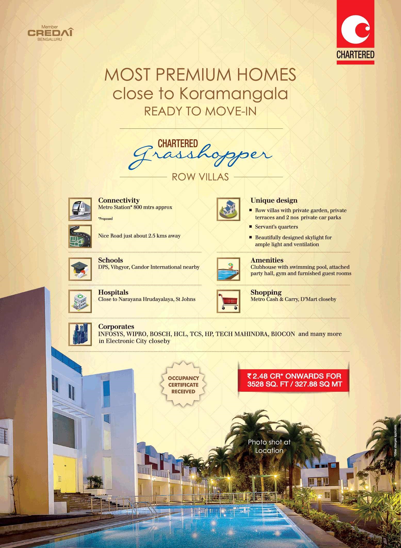 Occupancy certificate received for Chartered Grasshopper in Bangalore Update
